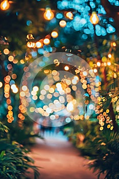 Vibrant Evening Lights Captured in Defocused Urban Setting