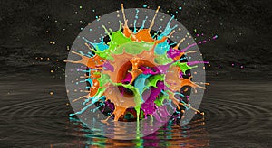 Vibrant Explosion of Colorful Paint Splashes Creating a Dynamic Artistic Display