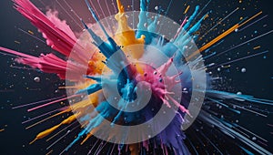 Vibrant Explosion of Colorful Paint Splashes