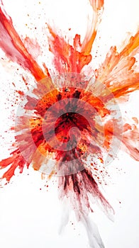 Vibrant explosion of colorful paint on white background
