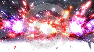 A vibrant explosion of colors and light, depicting dynamic energy and movement