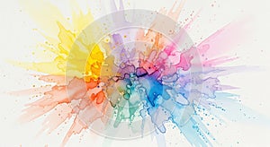 Vibrant explosion of rainbow colors abstract burst of paint powder splatter