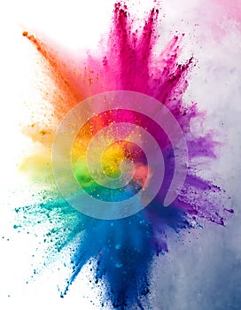 A vibrant explosion of rainbow colors in a dynamic, abstract splash, creating a burst of energy and joy. Generative AI