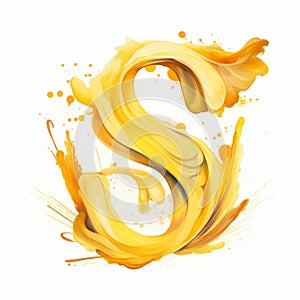 Vibrant Expressionism Letter S Clipart In Orange And Yellow