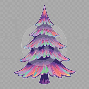 Vibrant Psychedelic Christmas Tree Illustration