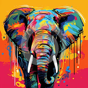 Vibrujúci umenie slon ilustrácie tučný farby a vedenie 