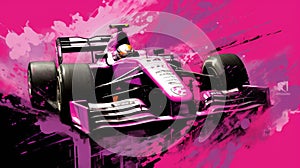 Vibrant F1 2015 Pink Photoillustration With Driver Inside On Magenta