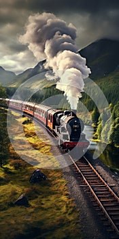 Vibrant Fantasy Landscapes: A Photorealistic Steam Train Journey