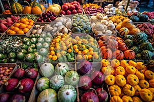Vibrant Farmers Market Stall with Fresh Produce