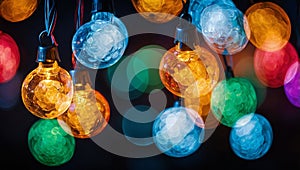 Vibrant Festive String Lights with Bokeh Background