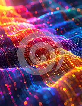 Vibrant Fiber Optic Data Stream Waves