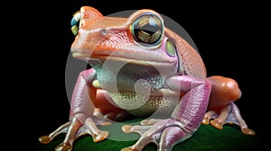 Vibrant Film Photo Of A Tropical Treefrog On A Pig