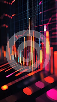 Vibrant Financial Data Visualization with Colorful Graphs and Lines