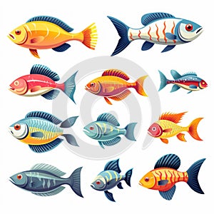 Vibrant Fish Logos Collection With Bold Color Experimentation photo
