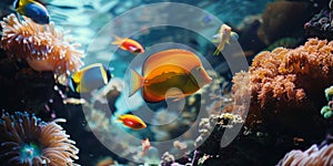 Vibrant Fish Swimming in Large Aquarium