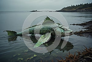 a vibrant fishlike creature thrives amid turmoil