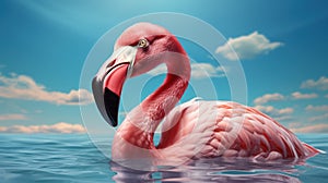 Vibrant Flamingo Float: Tropical Poolside Relaxation with Inflatable Fun - Ai generated Photo