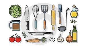 Kitchen Utensils and Ingredients Flat Design