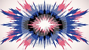 Vibrant flat illustration with bold ikat patterns and dynamic colors, creating a highdefinition and intricate design