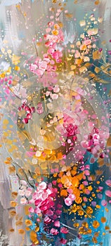 Vibrant Floral Extravaganza: Abstract Garden Painting Bursting with Color photo