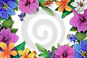 Vibrant Floral Frame On A White Background Perfect For Special Occasions And Celebrations