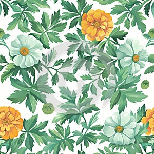 Vibrant Floral Pattern with Yellow and White Blooms