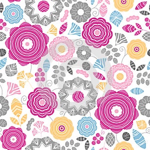 Vibrant floral scaterred seamless pattern