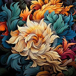 Vibrant Floral Whorls in Artistic Abstraction