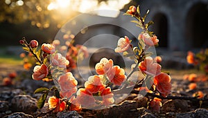 Vibrant flower head blossoms in nature autumn meadow landscape generated by AI