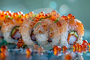 Vibrant Flying Fish Roe Sushi