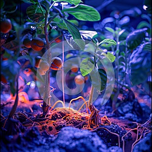 Vibrant Foliage and Ripe Fruit in Lush Undergrowth