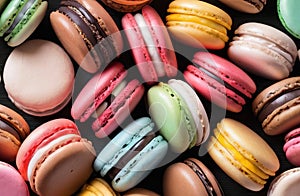 Vibrant French Macaroons: Full Frame Image from Directly Above.