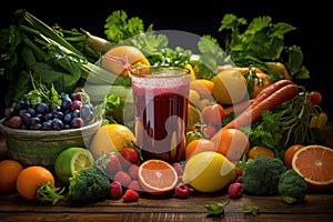 Vibrant Fresh Fruits and Vegetables for Juicing, Rich Colors and Textures