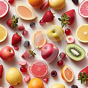 Vibrant Fruit Pattern. A Concept Emphasizing Nutrition and Health photo
