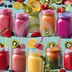 A vibrant fruit smoothie in a mason jar with a colorful straw2 photo
