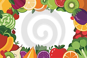Vibrant Fruit and Vegetable Frame Border