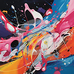Vibrant Futurism Abstract Painting With Colored Splashes