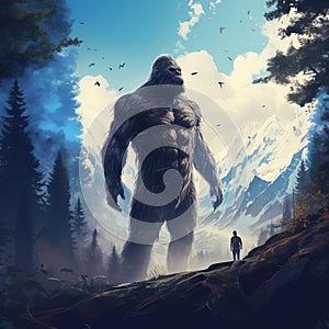Vibrant Futurism Artwork Depicts Powerful Humanoid Bigfoot Creature photo
