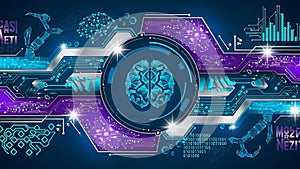Artificial Intelligence Brain and Digital Network Concept