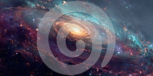 A Vibrant Galaxy with Swirling Nebulae and Stars for Space Exploration, Astronomy, and Cosmic Art Projects photo