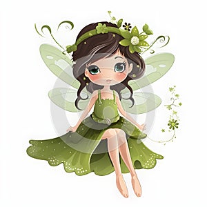 Vibrant garden serenade, delightful clipart of cute fairies with vibrant wings and serenading garden flowers
