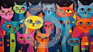 A Vibrant Gathering of Colorful Feline Companions