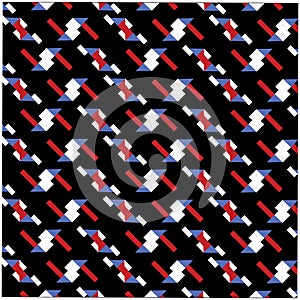 Vibrant geometric abstract patterns featuring colorful angular shapes, repeating tessellated motifs, dynamic diagonal forms, and