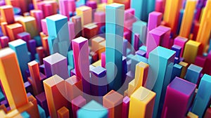 Vibrant Geometric City Blocks Composition in Unconventional Abstract Cityscape Design photo