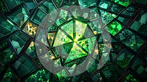 Vibrant Geometric Patchwork of Glowing Shapes