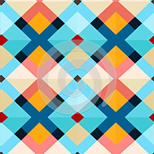 Vibrant Geometric Pattern: 3d Seamless Argyle Design