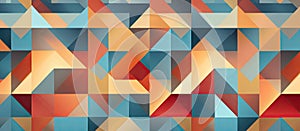 Vibrant geometric pattern with blue triangles on a textile