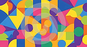 Vibrant Geometric Pattern with Circles and Triangles