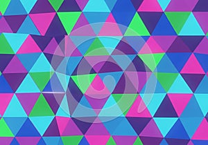 A vibrant geometric pattern featuring a series of interconnected triangles. The design
