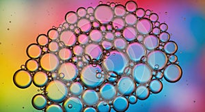 A vibrant geometric pattern with interconnected circular and hexagonal shapes